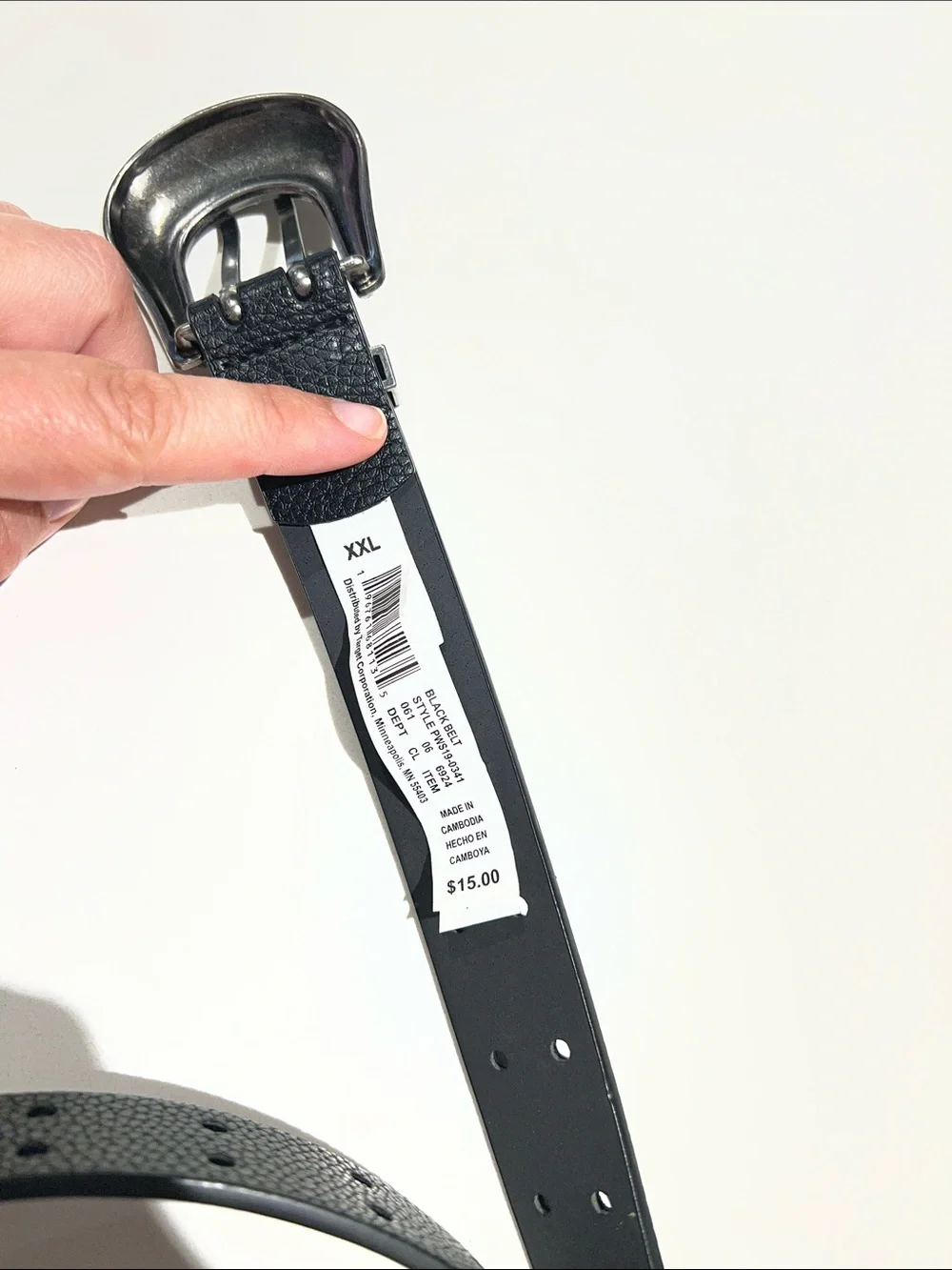Target Western Black Textured Belt with Ornate Silver Buckle
